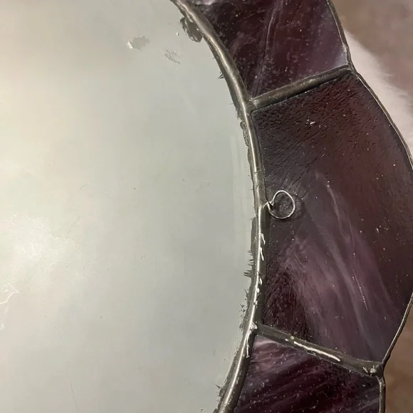 Vintage Purple Stained Glass Wall Mirror - Picture 6 of 7